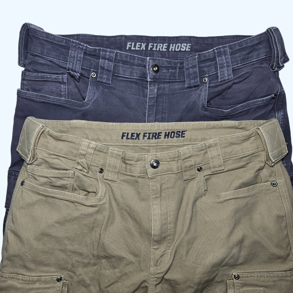 Duluth Trading Co Flex Fire Hose Cargo Pants Mens 36x30 Khaki Tan Blue Lot READ*